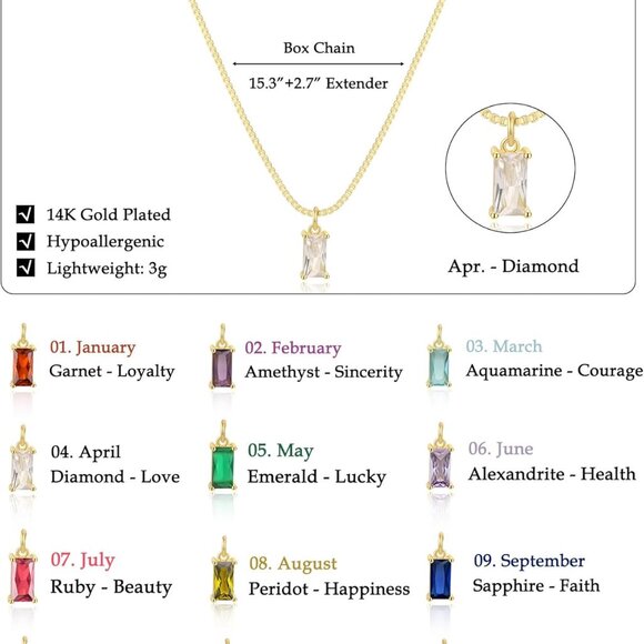 Elegant 14K Gold Plated Emerald Birthstone Necklace for Women with Cubic Zirconi - Picture 5 of 9